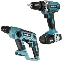 Parafusadeira furadeira e martelete rotativo com bateria 18V e carregador bivolt Wesco — fotografia 2