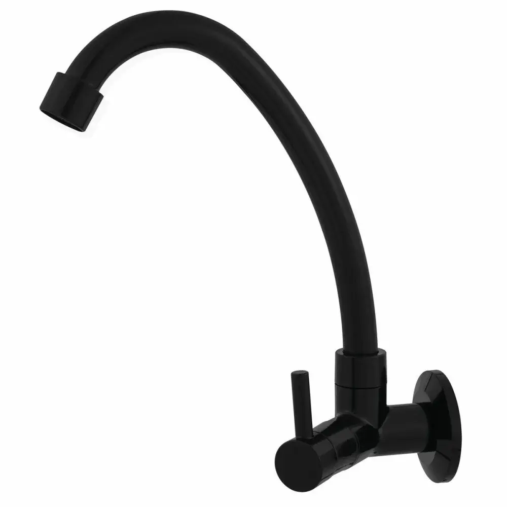 Torneira bica móvel abs 2060 para parede 1/4 preto da higa Higo ABS