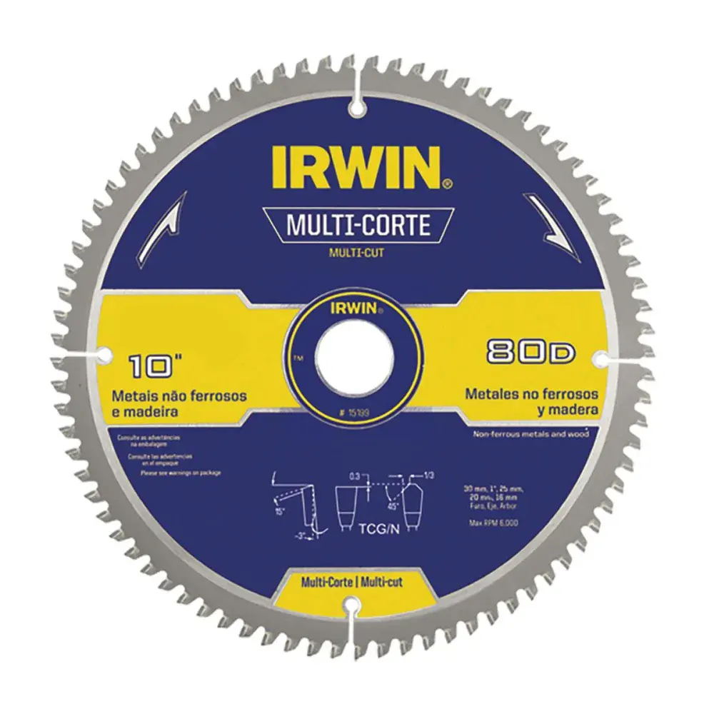 Disco de serra circular 80 dentes 10 30MM multicorte Irwin — fotografia de referência