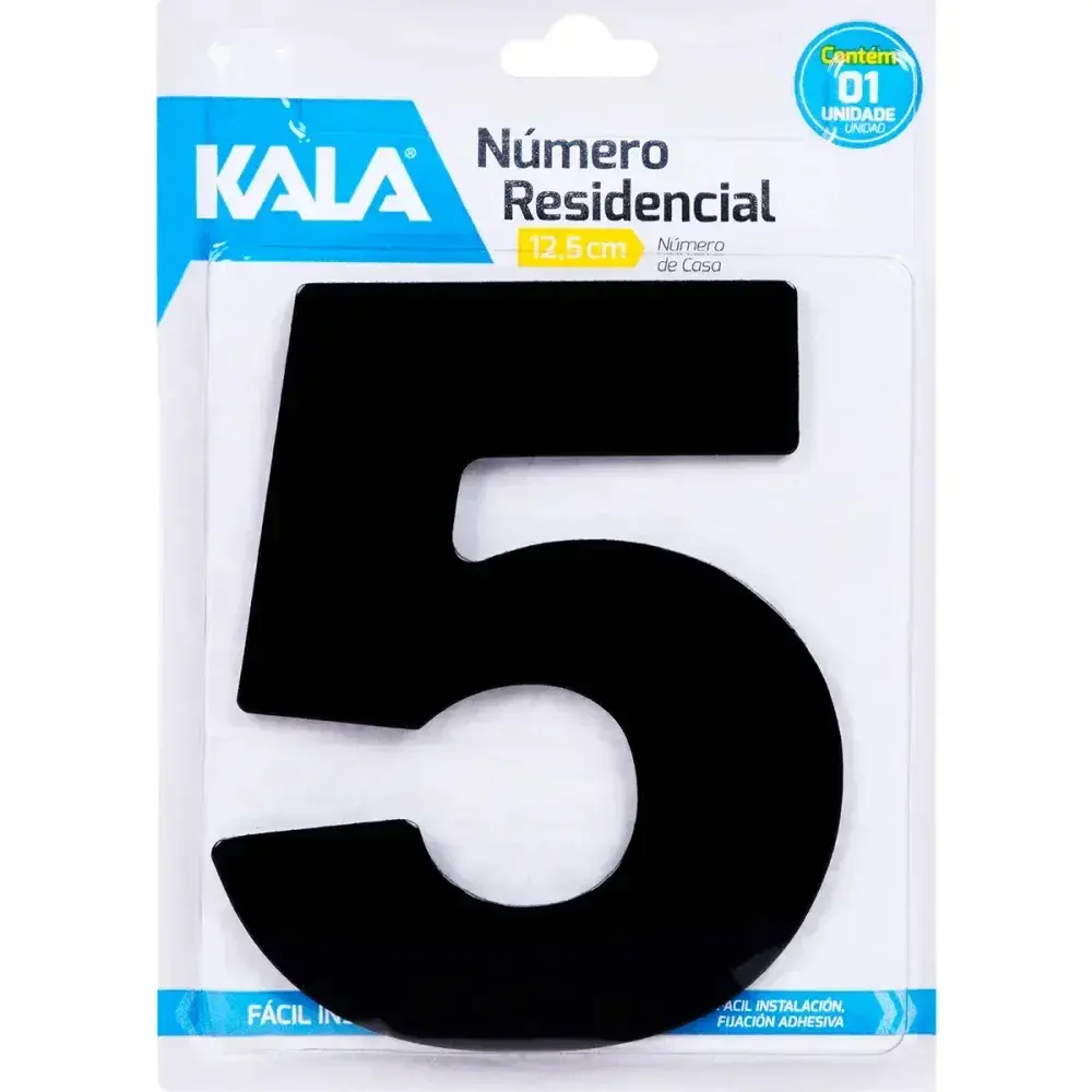 Número residencial N°5 preto 12,5CM Kala — fotografia 4