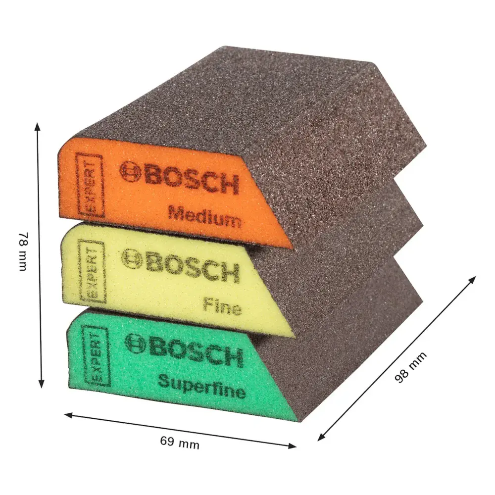 Kit de 3 esponjas abrasivas m,f,sf best profile Bosch — fotografia 7