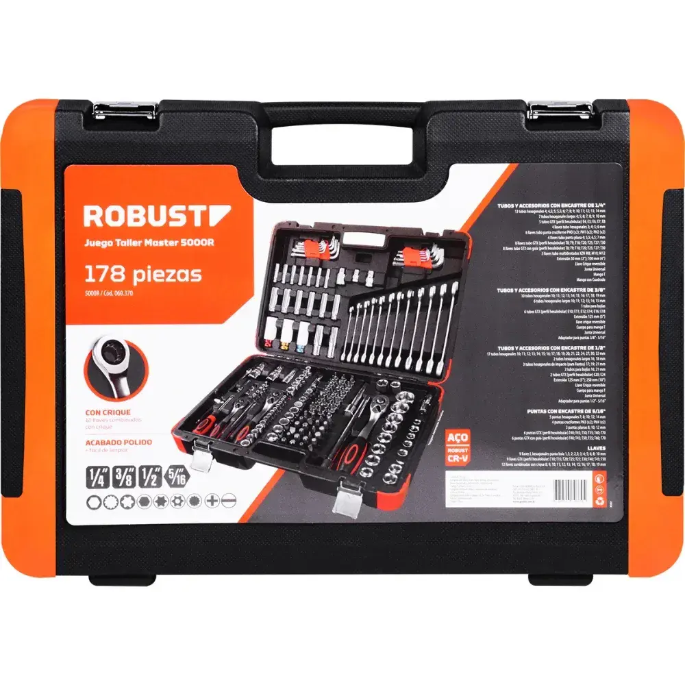 Jogo de soquetes e bits master 5000R 178 peças Robust — fotografia 8