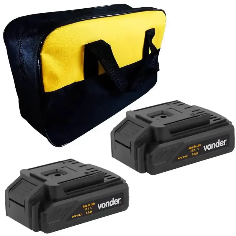 Kit 2 baterias 12V lítio para parafusadeira furadeira PFV 012 Vonder + bolsa — fotografia de referência