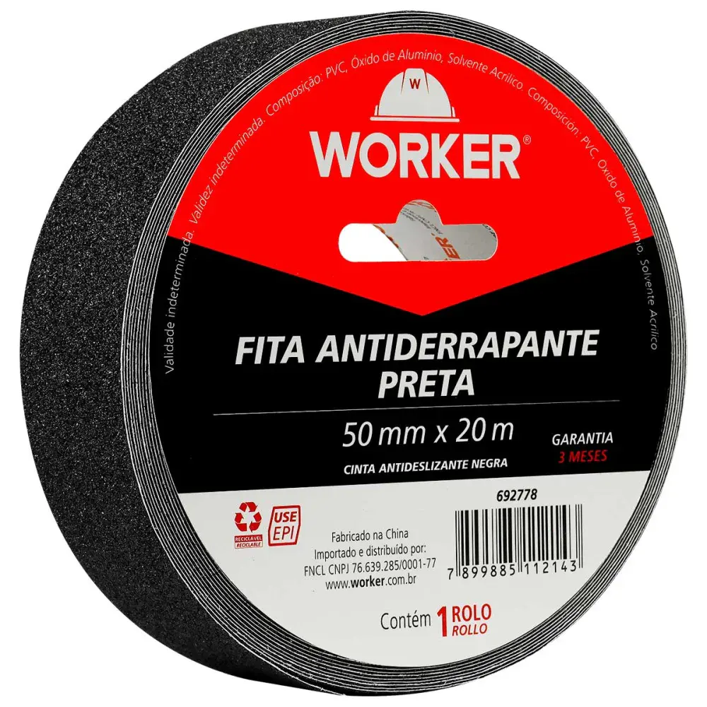 Fita antiderrapante 50MM x 20M preta Worker — fotografia de referência
