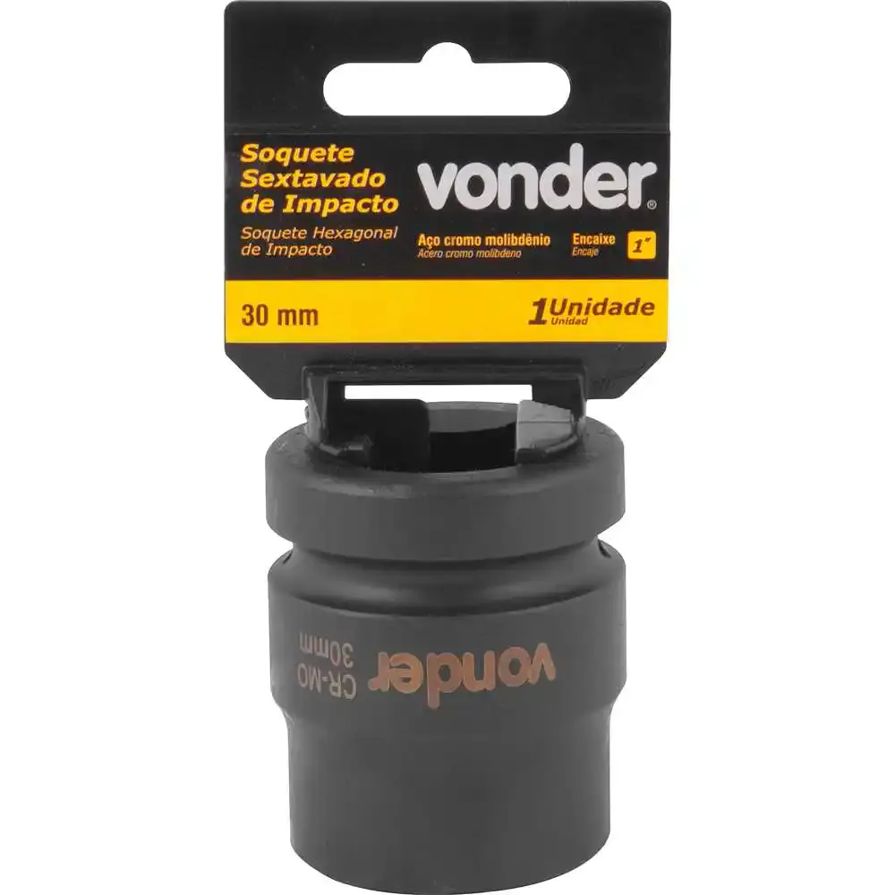 Soquete Sextavado Impacto Encaixe 1 polegada 30MM Cromado VONDER — fotografia 3