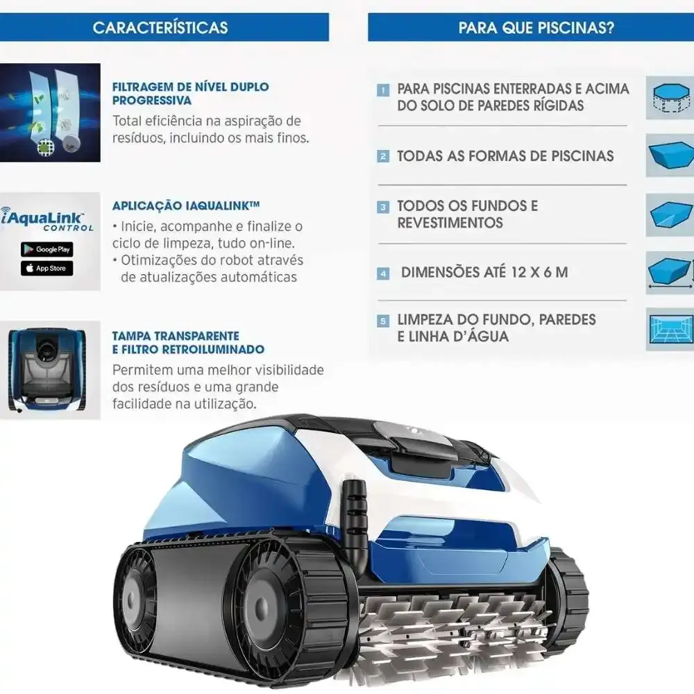 Robô aspirador para piscina com filtro 4 litros RE-4460IQ zodiac Fluidra — fotografia 6