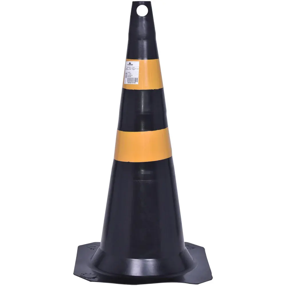 Cone para sinalização em pvc amarelo e preto 75CM Worker