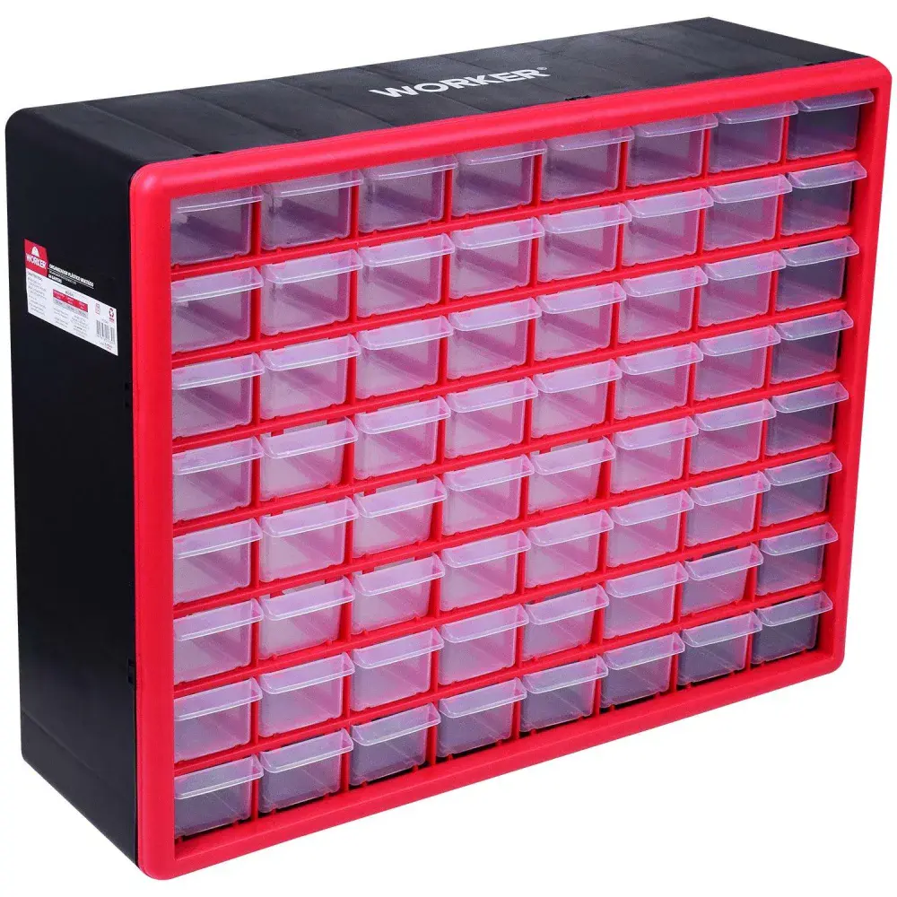 Organizador de plástico multiúso 64 gavetas 500X160MM Worker — fotografia de referência