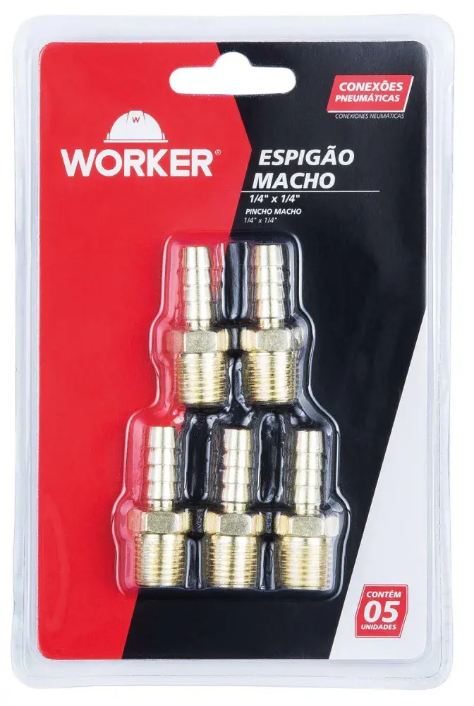 Espigão macho 1/2 x 1/2 05 pcs para mangueira Worker — fotografia 4