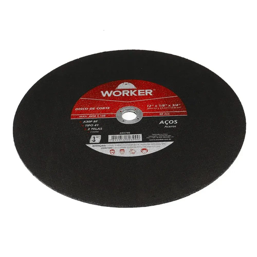 Disco de corte para aço com furo 3/4 12X304,8MM Worker — fotografia 4
