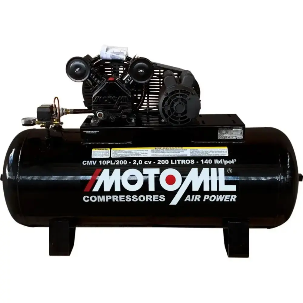 Compressor de ar 2 pistões CMV mono air power 10 pés 2HP 200L 42276.0 MotoMil — fotografia de referência