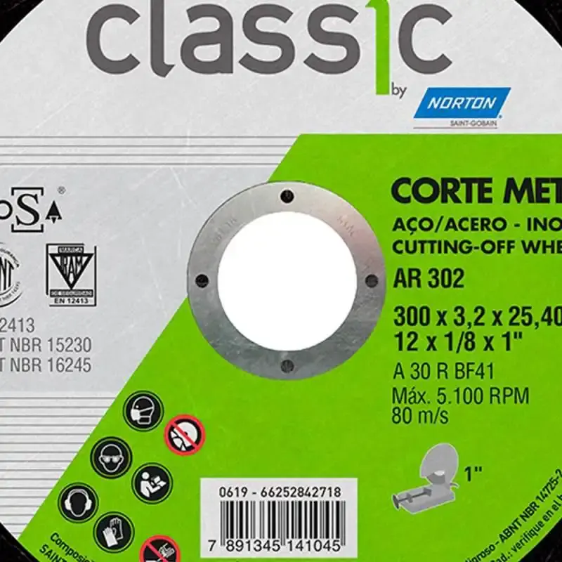Disco de Corte Classic 12 POL 300 x 3.2 x 25.40 MM para Metal 66252842718 NORTON — fotografia 4