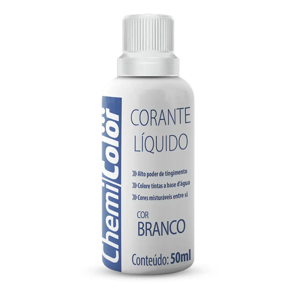 Corante liquido modelo 50ML na cor branca da Chemicolor