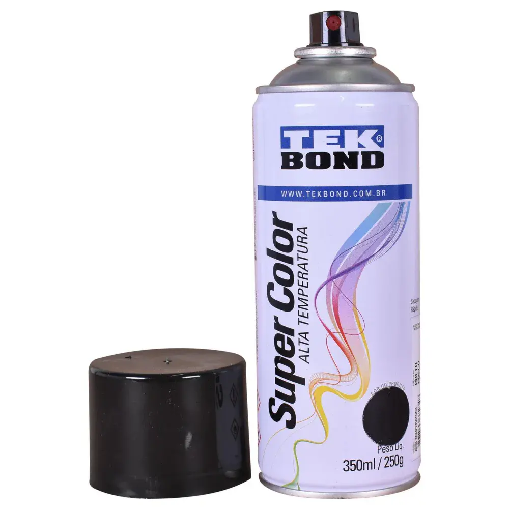 Tinta spray com alta temperatura preto 350ML Tekbond — fotografia 2