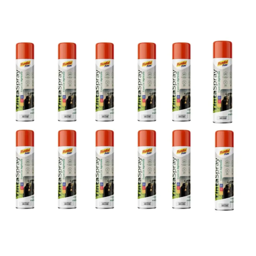 Kit 12 tintas spray agrícola 400ML laranja AE100150 mundial prime