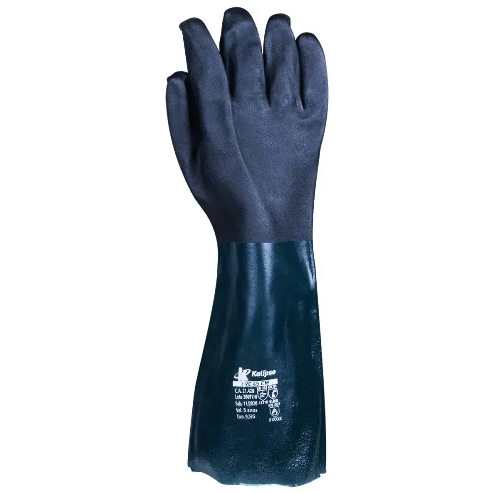 Luva pvc com forro 27CM palma áspera tam 9,5 g Kalipso — fotografia 6