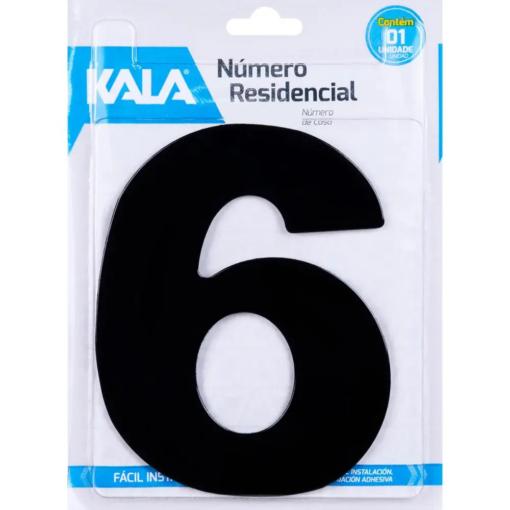 Número residencial N°6 preto 18,5CM Kala — fotografia de referência