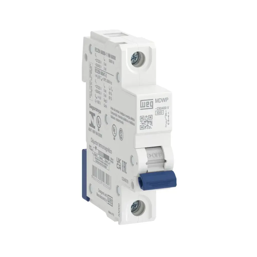 Disjuntor unipolar mdwp din curva c 32A 3KA WEG — fotografia 2