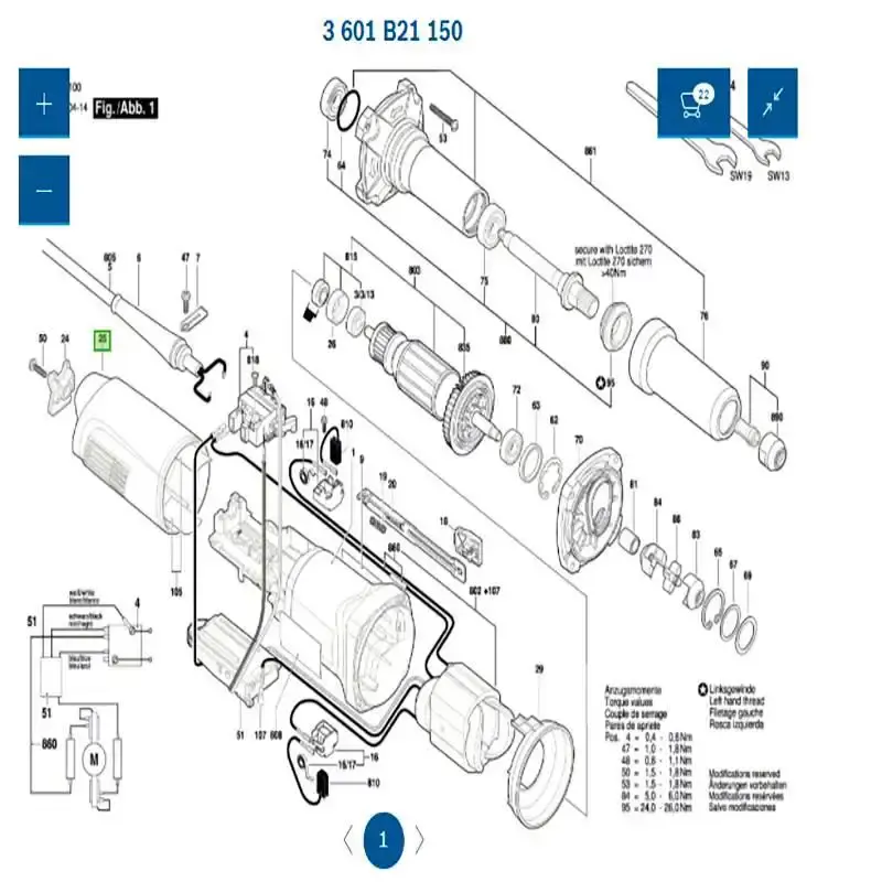 Estator para retífica reta GGS 28 LCE em 110V 3607030478 Bosch 110 V — fotografia 4
