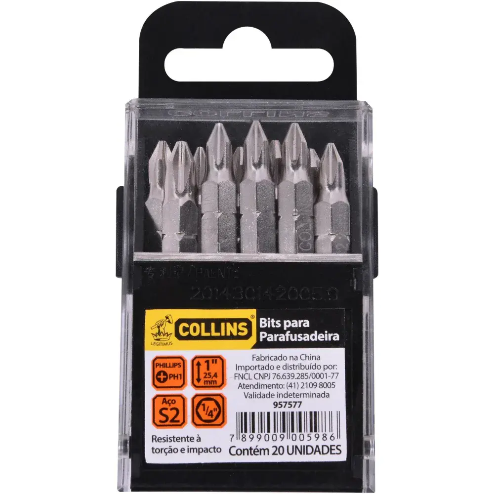 Bits ponta phillips PH1 1/4 x 25MM 20 peç Collins