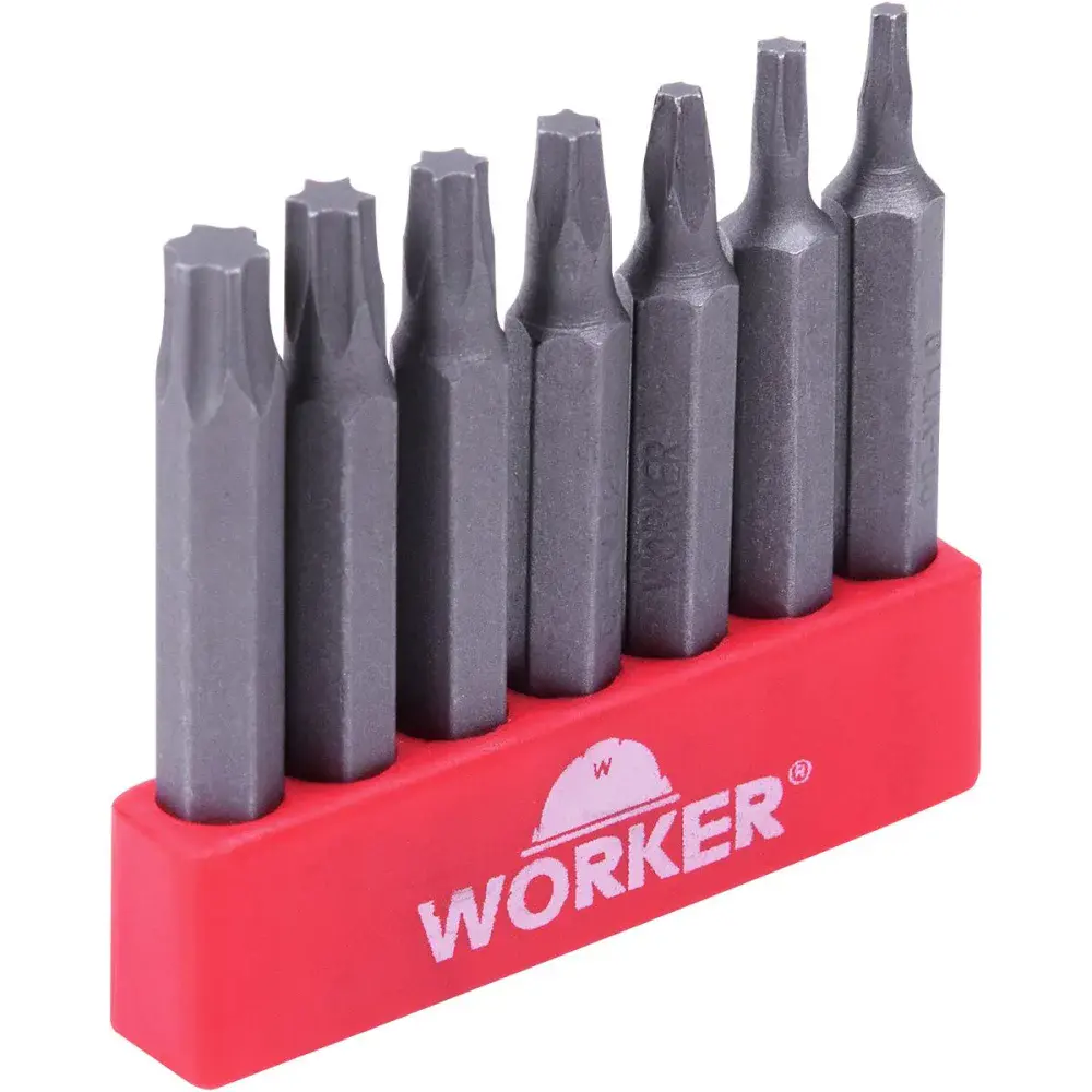 Jogo de bits para parafusadeira ponta torx 7 pçs Worker — fotografia 4
