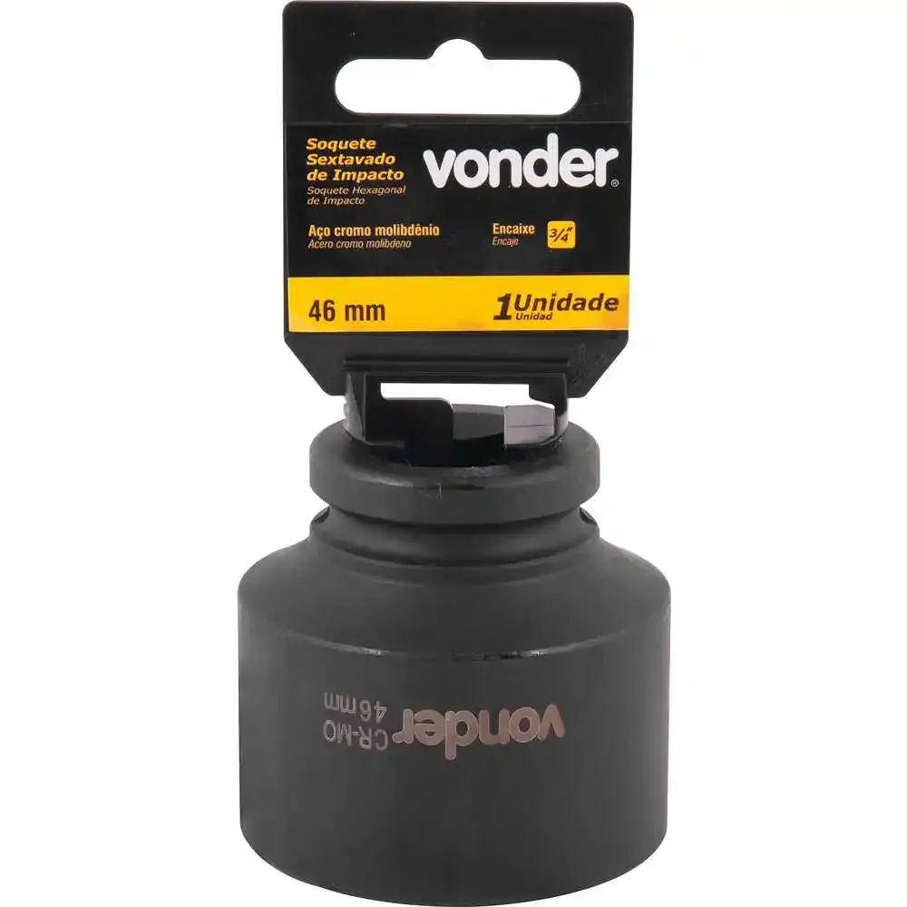 Soquete Sextavado Impacto Encaixe 3/4 polegada 46MM Cromado VONDER — fotografia 3