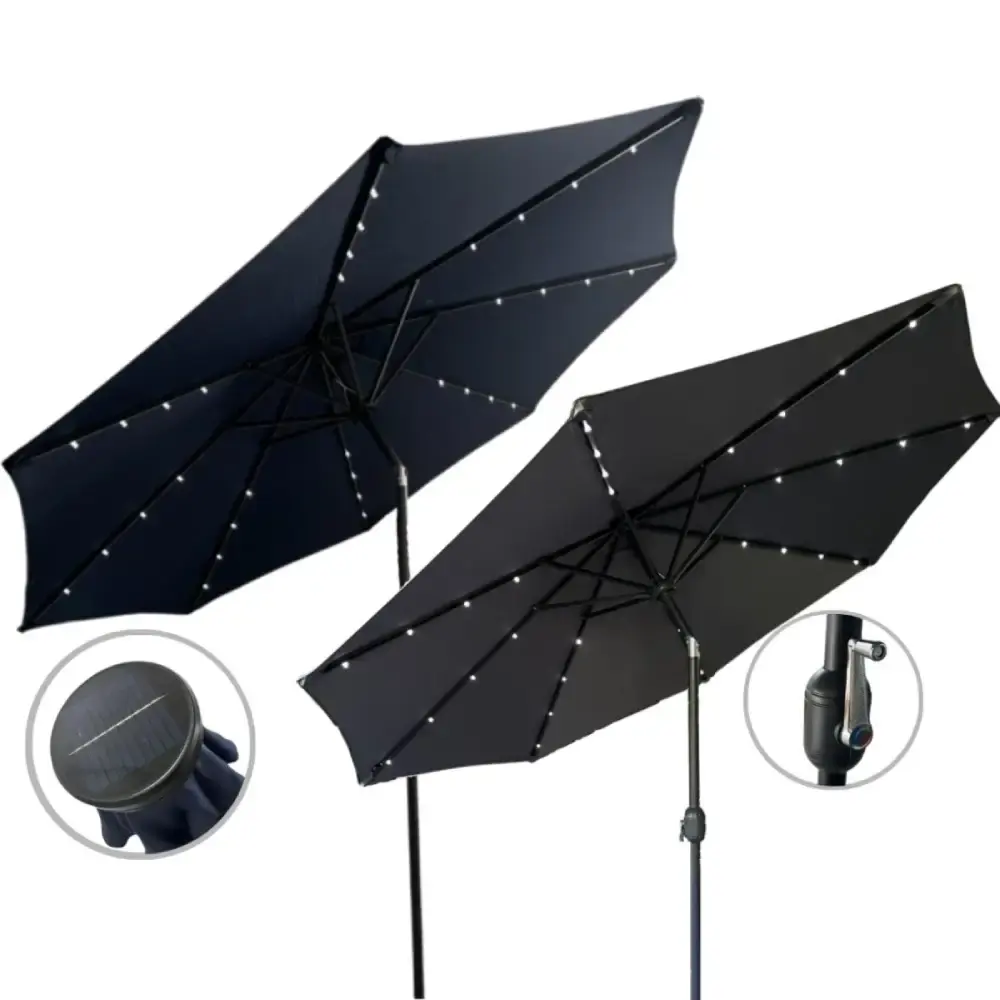 Ombrelone Base 2,70 mts Articulado Led e Manivela Azul ou Cinza IMPORTWAY — fotografia de referência