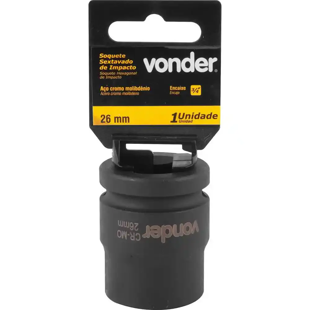 Soquete Sextavado Encaixe 3/4 polegada 26Mm Cromado VONDER — fotografia 4