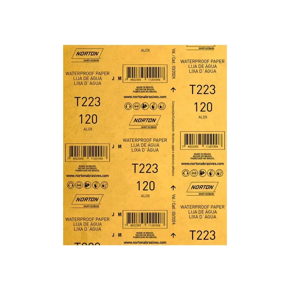 Folha de lixa de água T223 G120 225X275MM Norton — fotografia 5