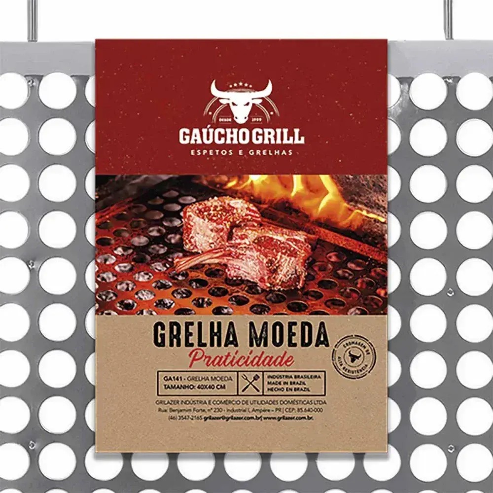 Grelha moeda para churrasco cromado 40X50CM Grilazer — fotografia 5