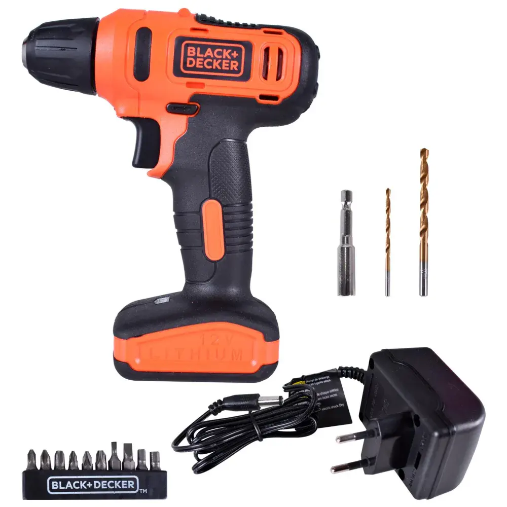 Furadeira parafusadeira à bateria 3/8 12V biv blackdecker Black & Decker — fotografia de referência