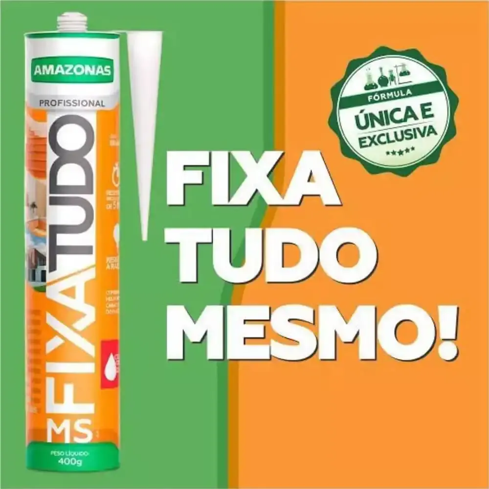 Silicone fixa tudo branco tubo 400 GR Amazonas — fotografia 5