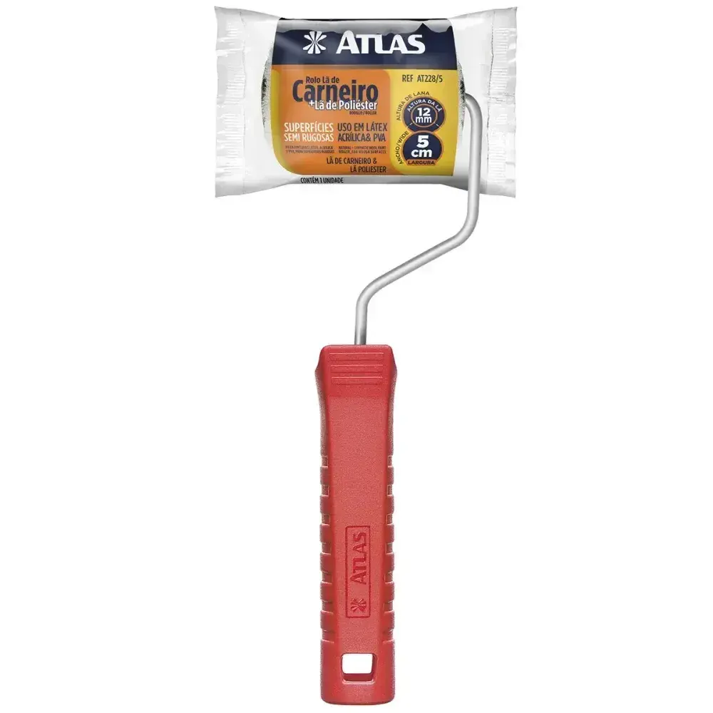 Rolo de pintura mista lã carneiro/poliéster 12MM 5CM Atlas — fotografia 3