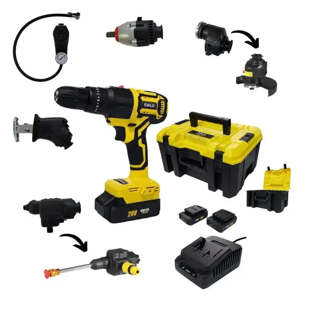 Kit furadeira bateria 20V multifuncional 6 em 1 brushless EVFM-6 Evald Bivolt — fotografia de referência