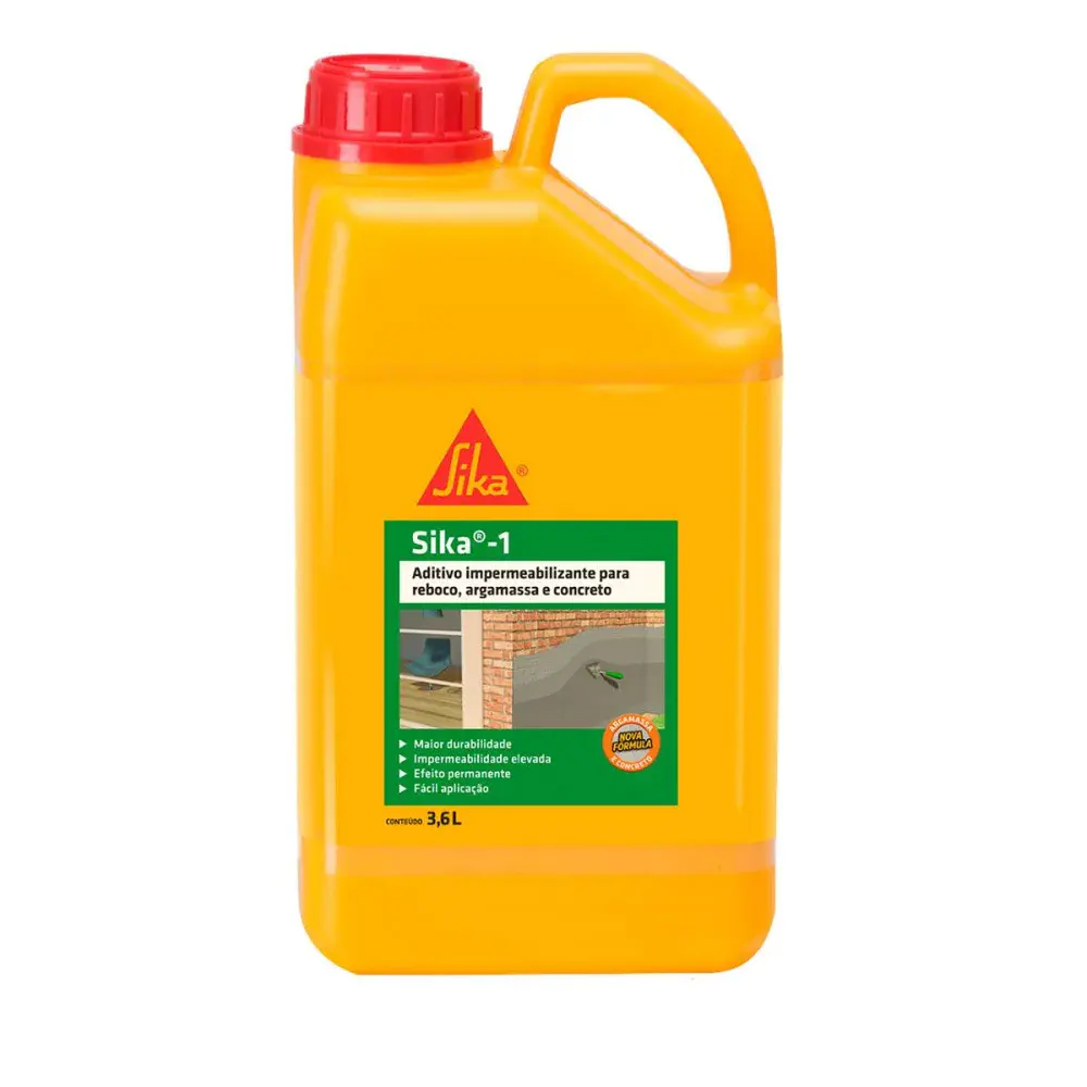 SIKA-1 aditivo impermeabilizante amarelo 3,6L Sika — fotografia de referência