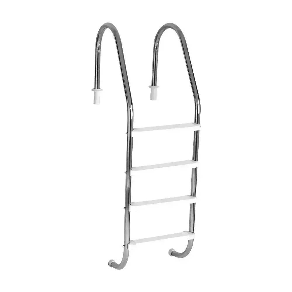 Escada para piscina 4 degraus em aço inox com degraus em ABS Sodramar 022791 — fotografia de referência