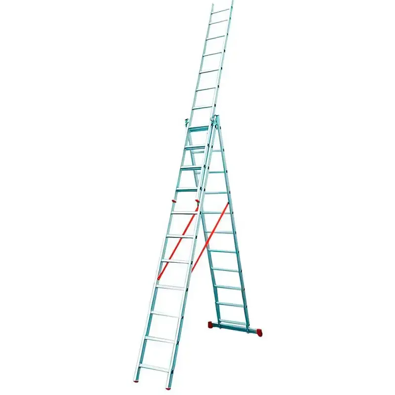 Escada de alumínio tripla extensiva 3 x 11 degraus Evald — fotografia de referência