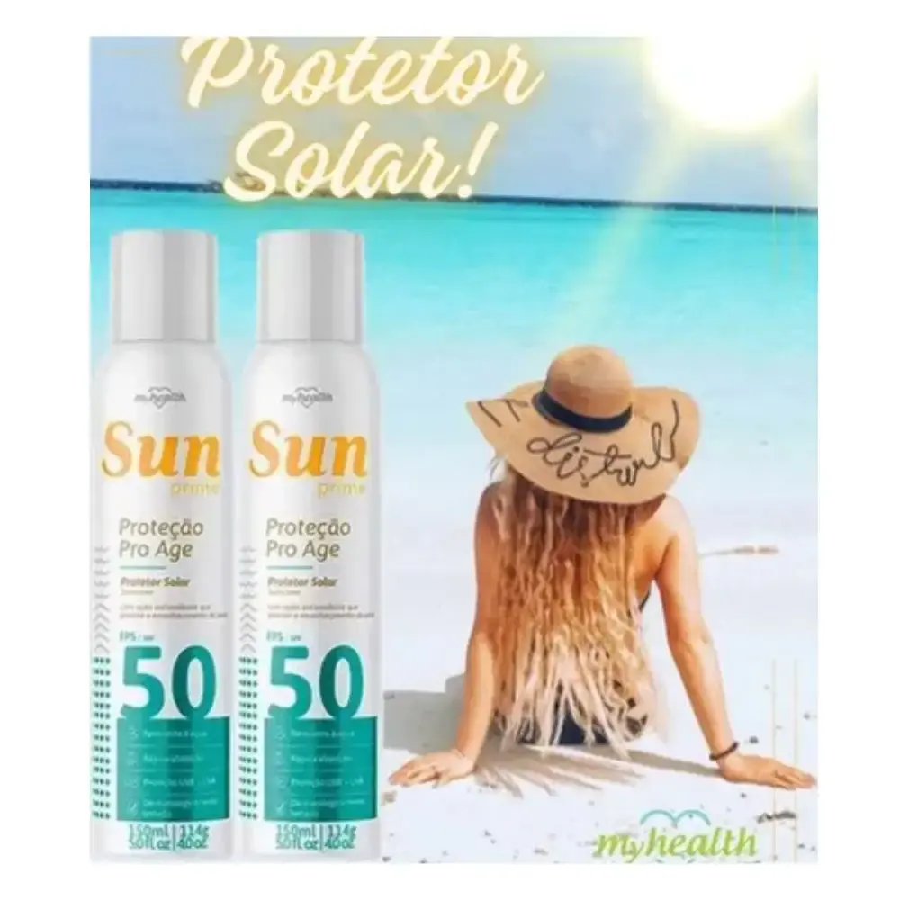 Protetor solar spray 50 fps 150ML 2 unidades AE2600019 sun prime SEM Marca — fotografia 5
