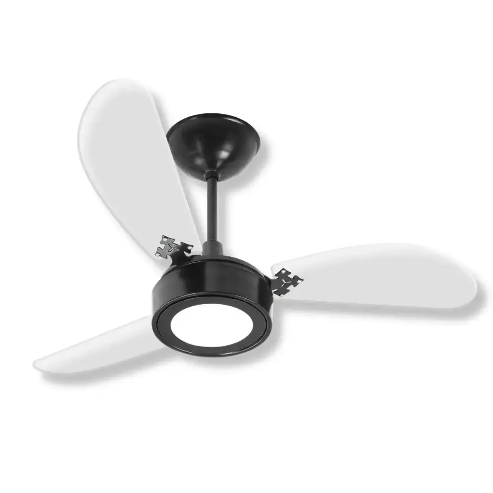 Ventilador de teto 3 pás 130W luminária LED várias cores cristal Venti-delta Preto 110 V — fotografia 3