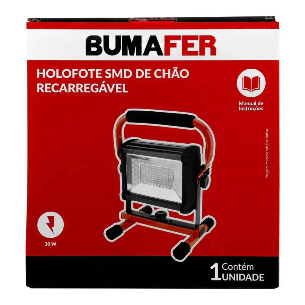 Holofote smd de chão recarregável 30W 2000LM Bumafer — fotografia 2