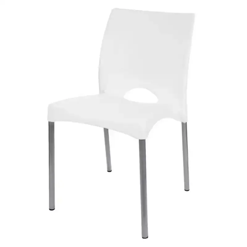 Cadeira boston pés em alumínio empilhável branco kit 4 unidades F900000 Garden — fotografia 3