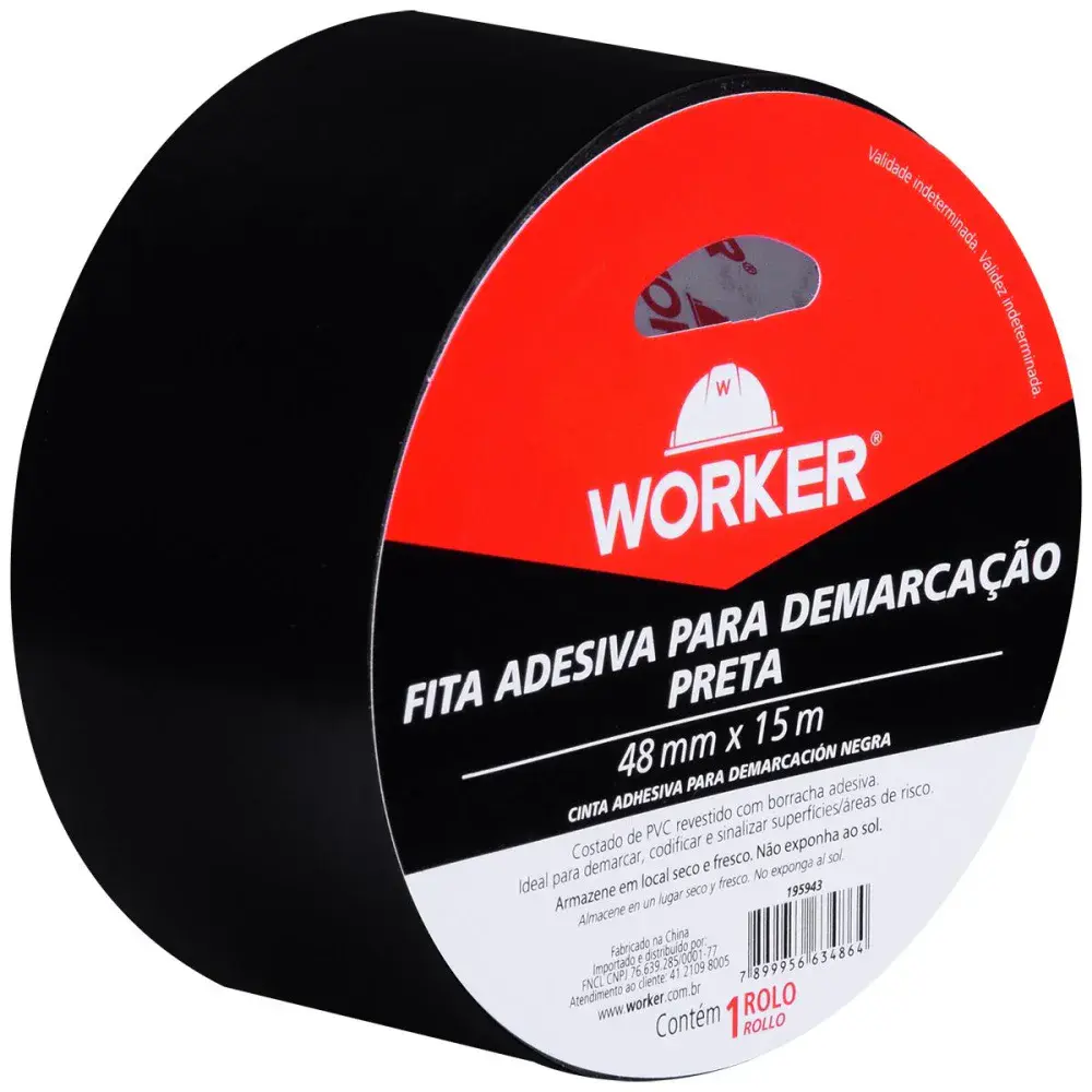Fita adesiva para demarcação 48MMX15M preta Worker