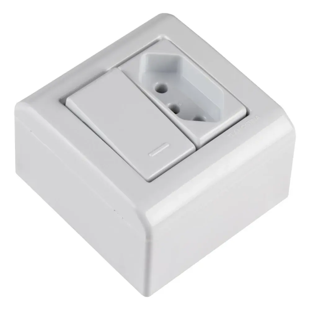 Caixa de sobrepor 1 interruptor 10A 250V 1 tomada 2P+T Tramontina — fotografia de referência