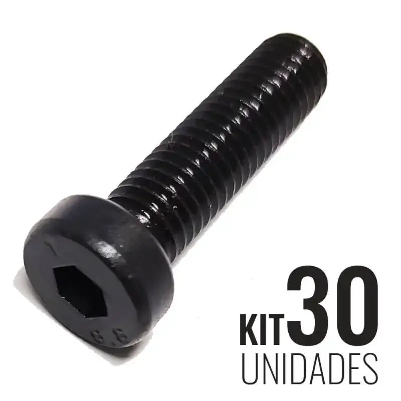 Parafuso Allen 8 x 30 MM Cabeça Baixa Sextavado Interno Kit 30 Peças PABB5080301A TELLEP — fotografia de referência