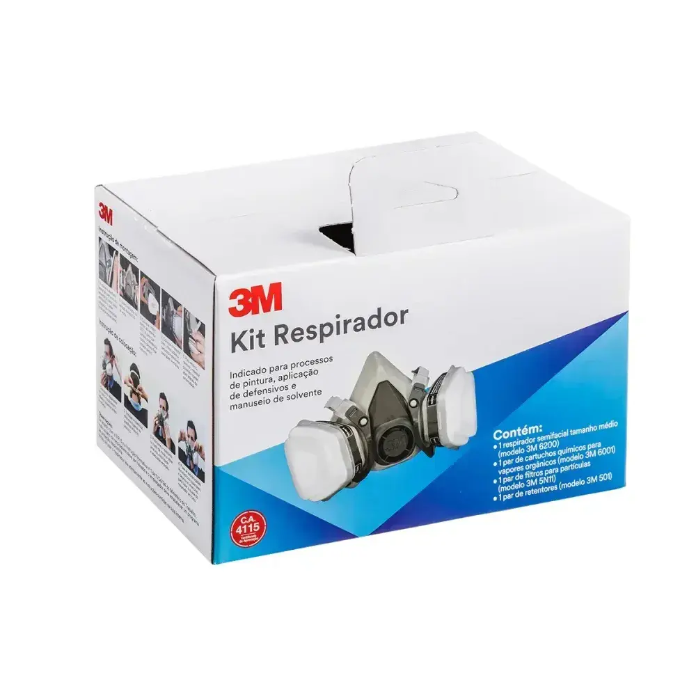Kit respirador semi facial para pintura com 2 filtros 3M — fotografia 4