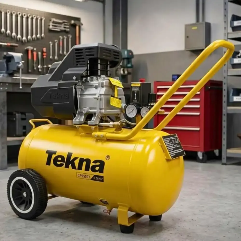 Compressor de ar 2,5HP 8 pés 43 litros lubrificado com kit multiuso 6 peças Tekna 110 V — fotografia 6