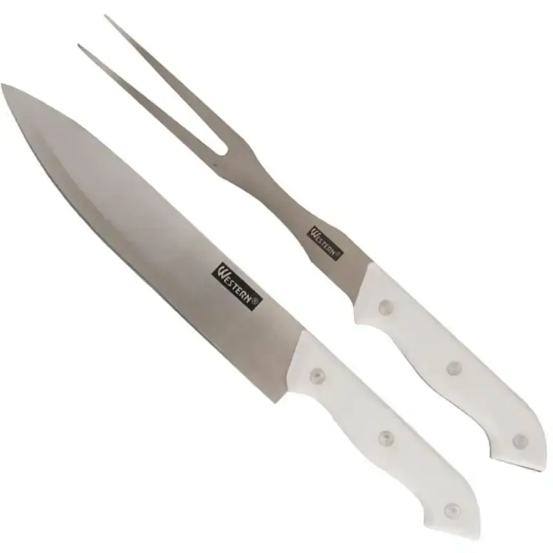 Kit churrasco 2 peças com faca peixeira e garfo trinchante Western — fotografia de referência