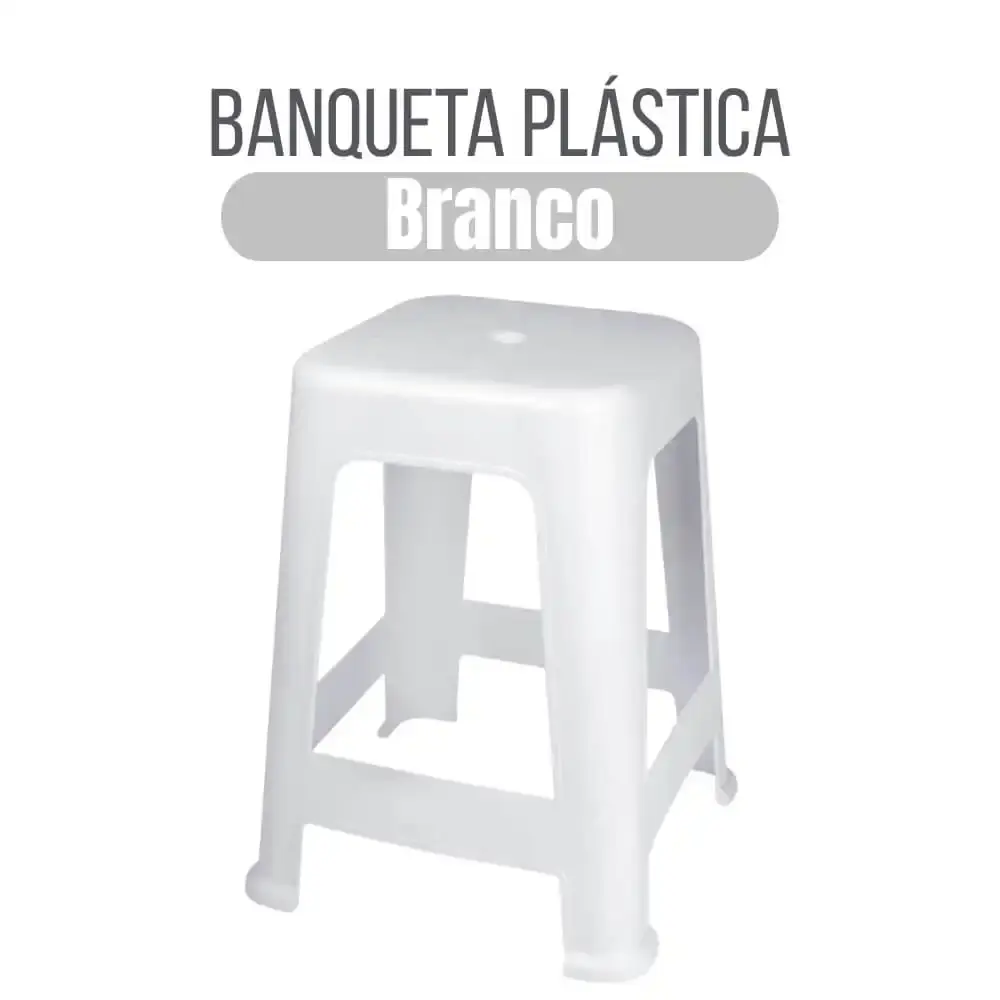 Banqueta Plástica 41 x 36 cm Várias Cores MOR Cinza — fotografia 2