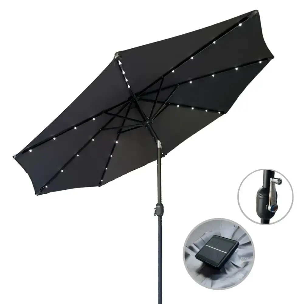 Ombrelone Base 2,70 mts Articulado Led e Manivela Azul ou Cinza IMPORTWAY — fotografia 10