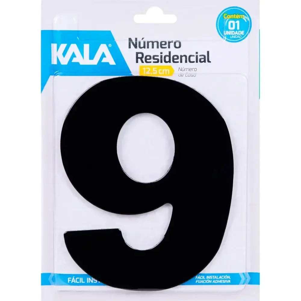 Número residencial N°9 preto 12,5CM Kala — fotografia 4